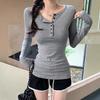 2025 Early Autumn Slim Fit Buttoned Long Sleeve Base Layer Top for Women