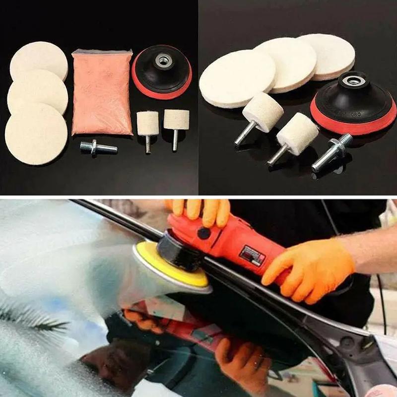 8Pcs/Set 4 Oz Cerium Oxide Powder Watch Car Glass Screen Windows Polishing Kit Cleaning Scratch Removal Polishing Backing Pad