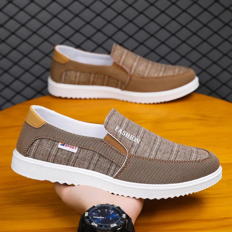Canvas Shoes Men Breathable Board Shoes for Men One Foot for Work Middle-aged and Elderly Dad Casual Oversized Shoes
