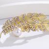Fashionable Pearls Feather Brooch With Pearls Feather Accent Trendy Lapel Pin For Clothing Bags Versatile Use