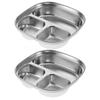 2pcs 304 Stainless Steel Divided Plates Tray For Kids Picnics