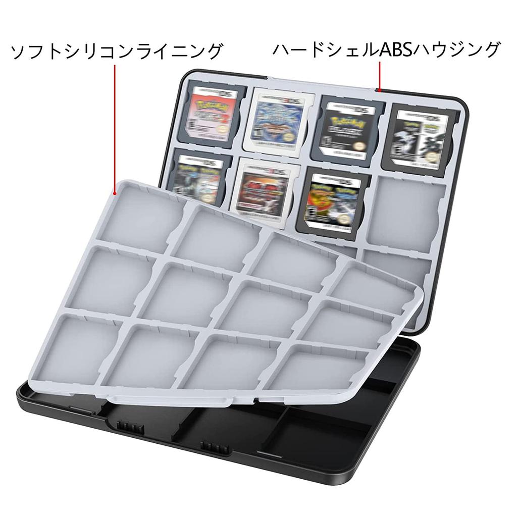 PGRTYOF Card Holds 24 Compatible with Game Cartridge Black 3DS/DS Case, Cards, NS/3DSXL/2DS/2DSXL/DSi, Organizer,