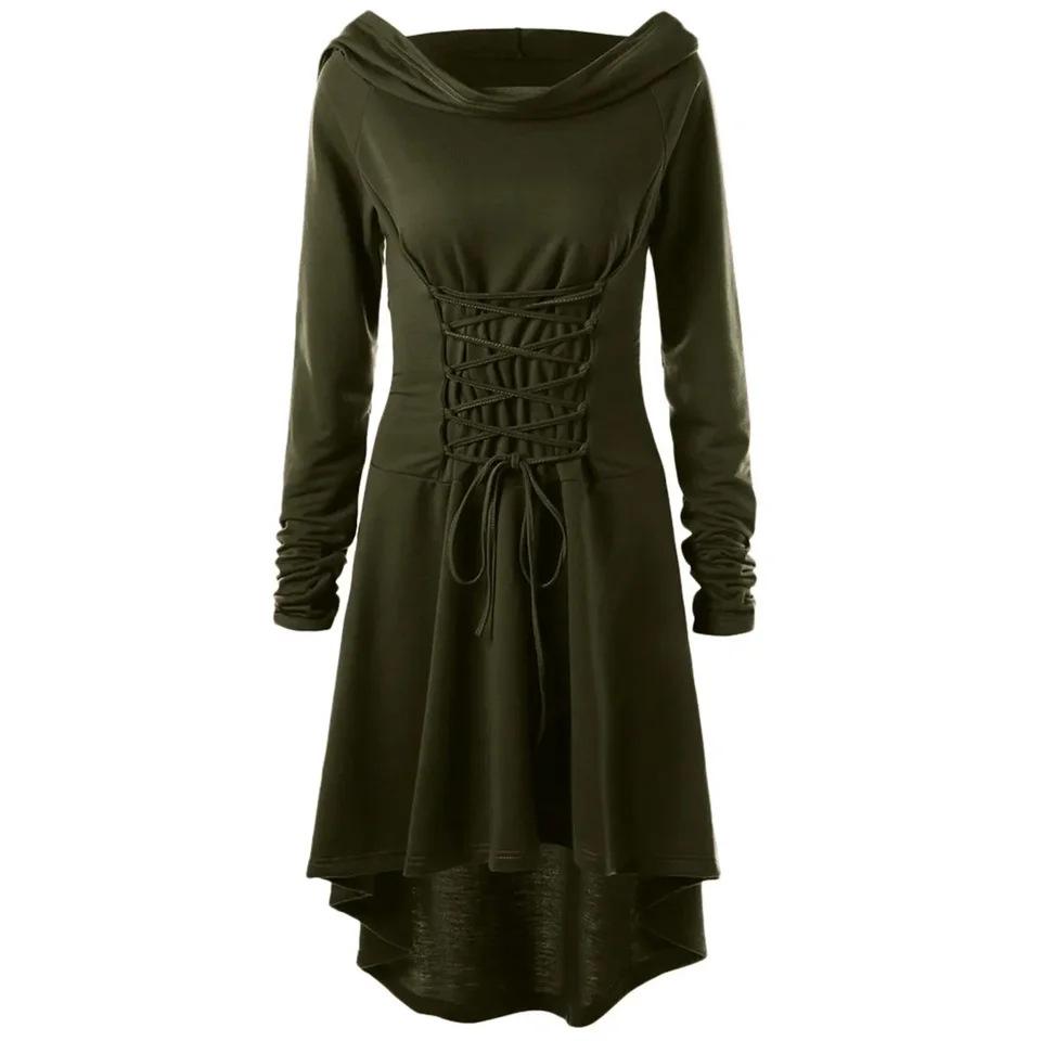 Medieval Renaissance Archer Hooded Lace Robe Pullover 