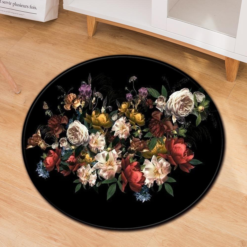Christmas Festive Door Mat Household Non-Slip Round Floor Mat Living Room Coffee Table Bedroom Carpet