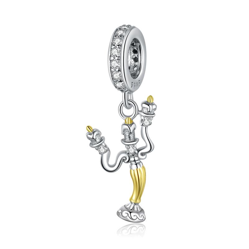 WOSTU 925 Silver Flamingo Bee Charms Ariel Balloon Coffee Girls Beads Dangle Fit DIY Original Bracelet Pendants Jewelry