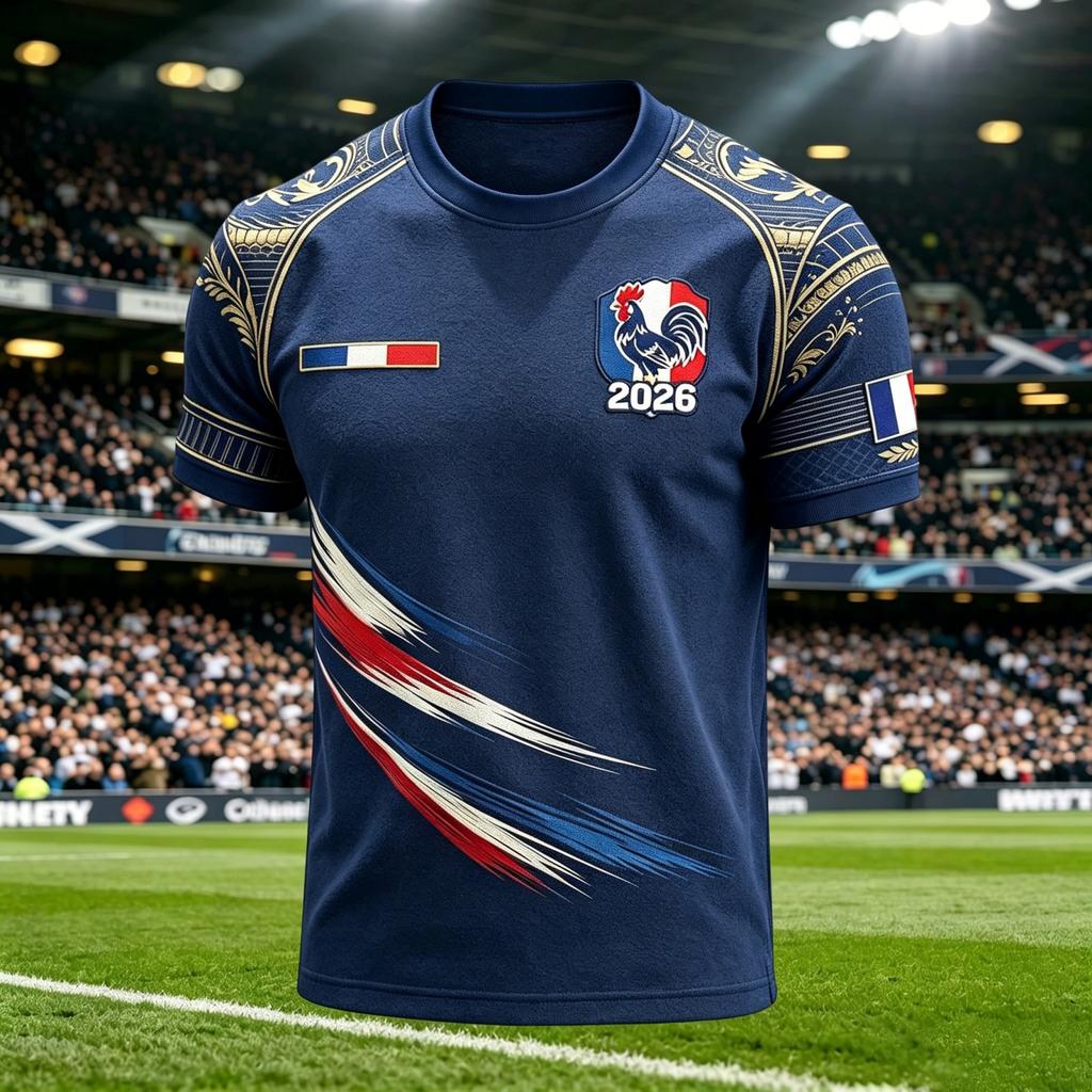 Men's Casual Crew Neck Short Sleeve Pullover T-Shirt Football Fan Graphic Print World Cup Supporter Top France Design