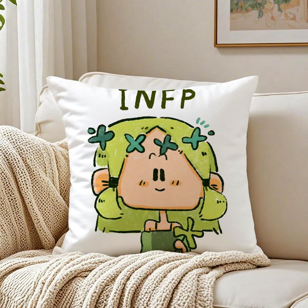 Concept Interesting Mbti Cushion Cover Linen Pillowcase Soft For Sofa Bed Home Room Decor