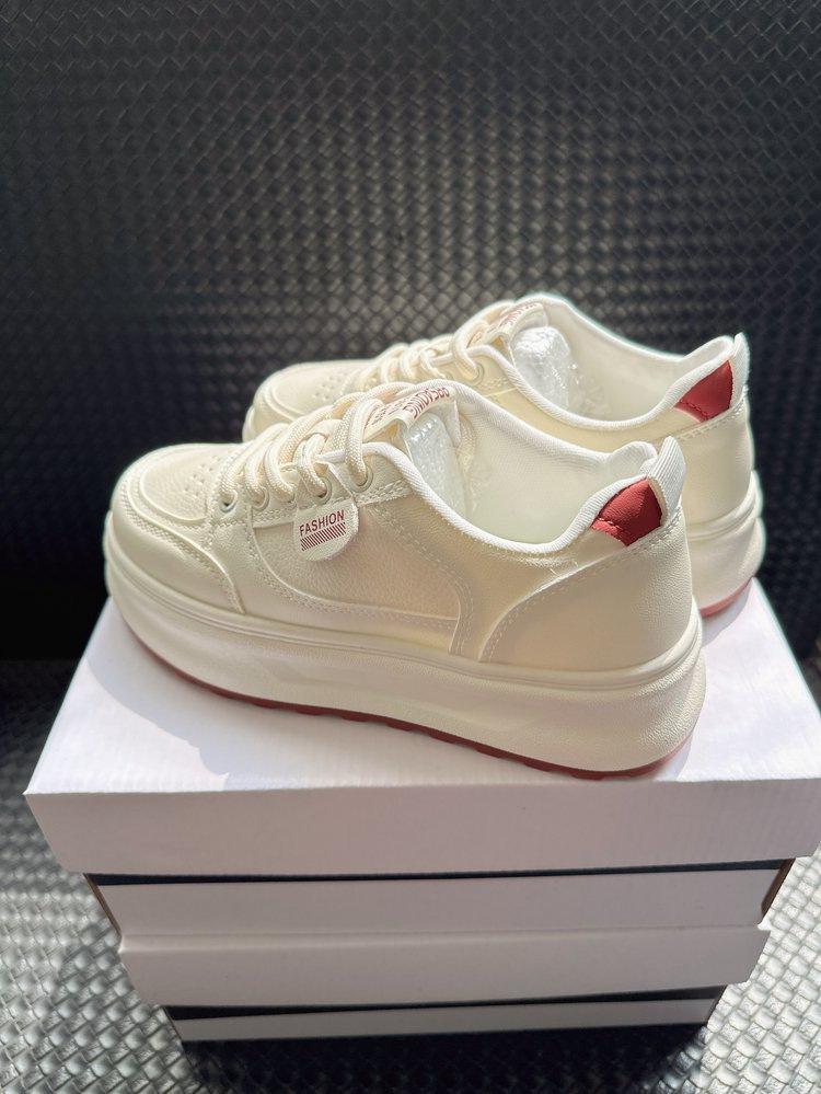 

Маффины толстая мягкая подошва белая обувь 2025 осень новинка спорт и отдых универсальные кеды взрыв увеличение плоская базовая обувь 40 бежевый