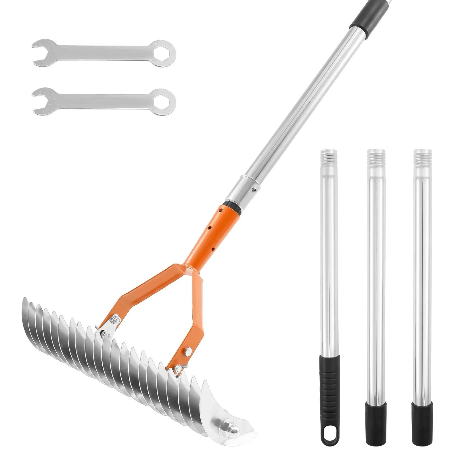 

Садовий гребінець-соломозбирач Нержавіюча сталь Садовий інструмент для догляду за газоном Видаляє суху траву Листя Очищення Розпушування ґрунту Садовий гребінець помаранчевий