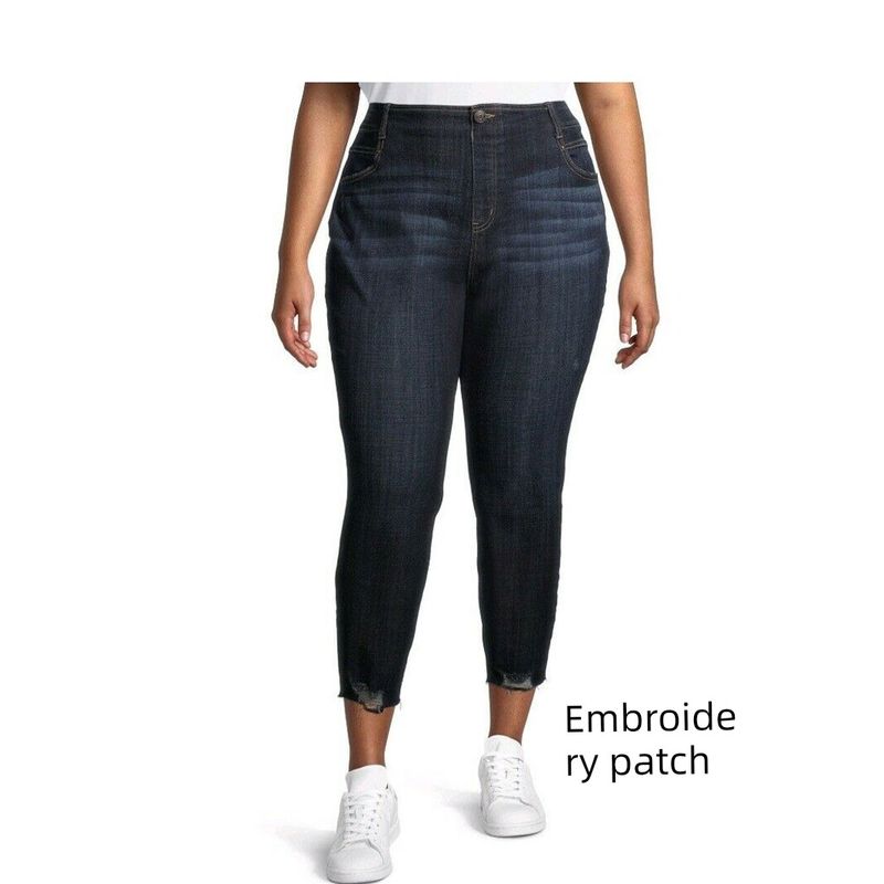 

125.00kg Extra Fat Elastic Silm Dark Blue Denim Dark blue embroidery patch 2X