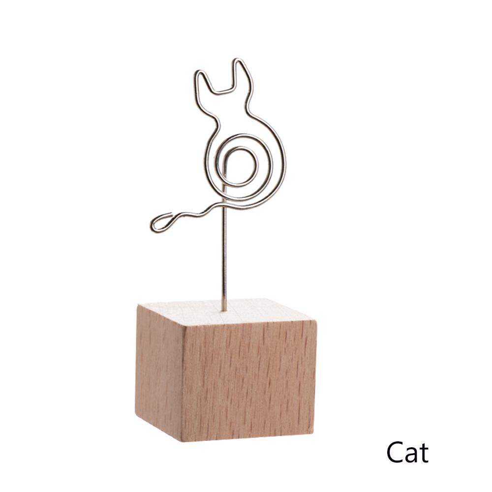 1 PC Metal Desktop Ornaments Simplicity Picture Frame Photo Clip Memo Holder Square Wooden