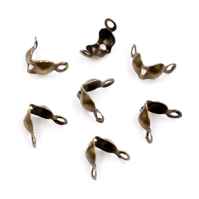 200pcs Connector Clasp Fitting 4*7mm Ball Chain Calotte End Crimps Beads Connector Components For DIY Jewelry Making Supplies
