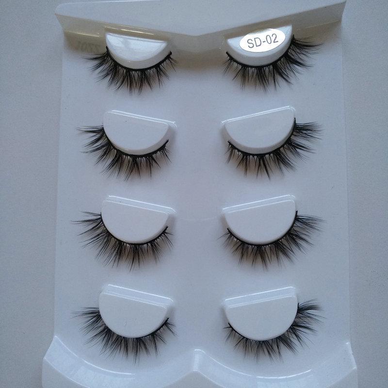 

3D Natural Cross False Eyelashes - Handmade, Four Pairs with Curvature