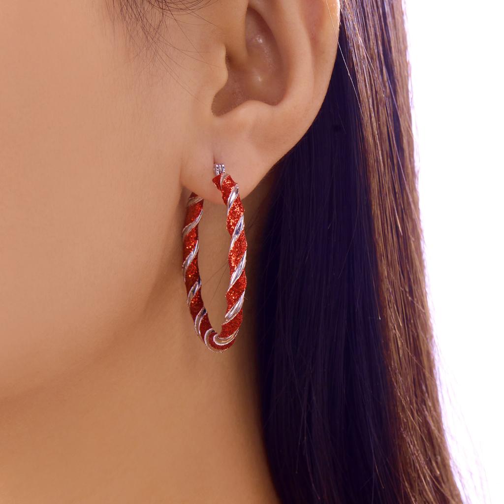 Minimalist Red Green Twist Round Circle Earrings for Women  Christmas Colorful Earrings Ear Hoop Festival Jewelry Gifts