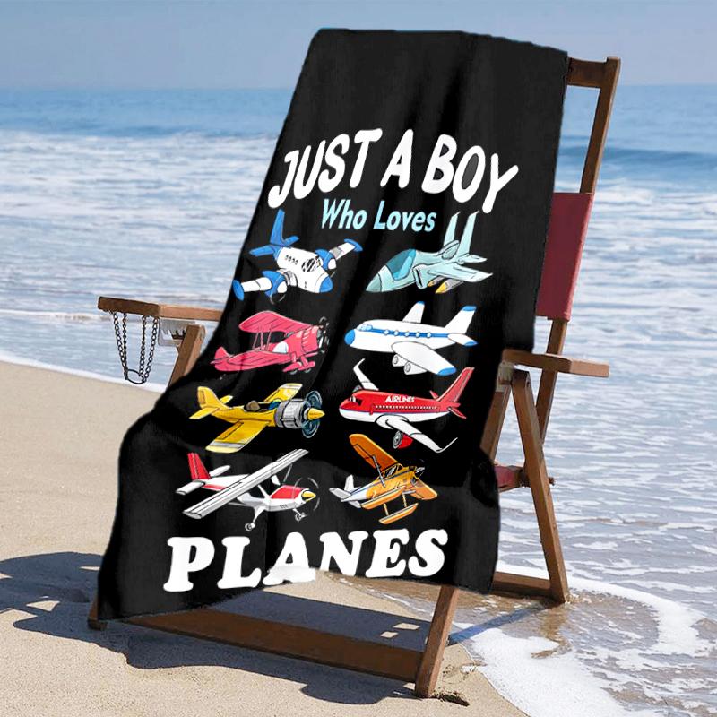 Ultra-Soft Beach Towel with Airplane Theme,Ideal for Pool - Camping, Diving - Perfect Travel Essential, Vibrant Beach Towel.