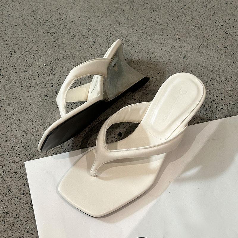 

Fashion Silver Fashion Wedges Slippers Shoes For Women Flip Flops Female Slides Square Toe Ladies Wedges Heeled Slippers Shoes Sandals 35 бежевый