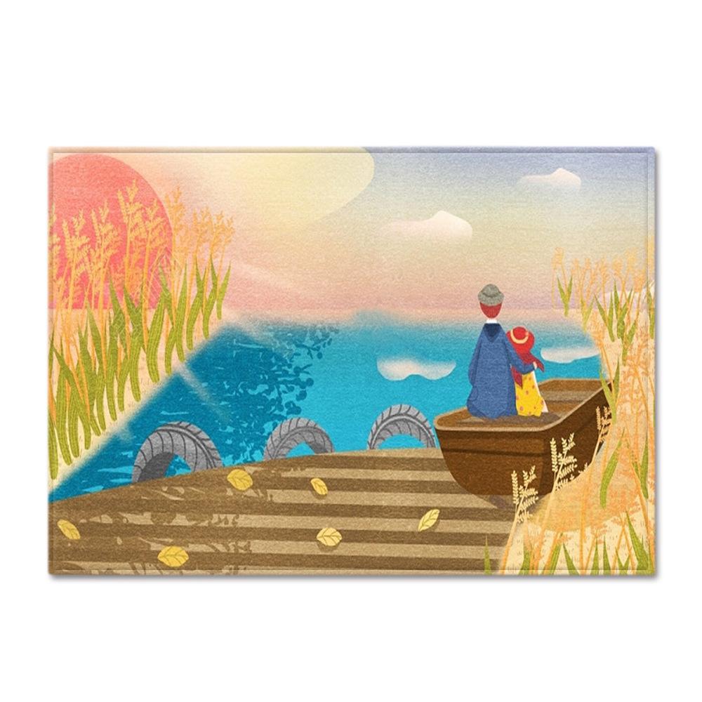 Textured Large Carpet Feather Wind Bedroom Floor Mat