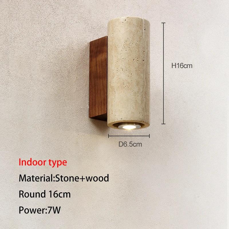 Yellow Travertine Japanese-style Wabi-sabi Style Bedroom Bedside Wall Lamp Living Villa Courtyard Balcony Background Chandelier