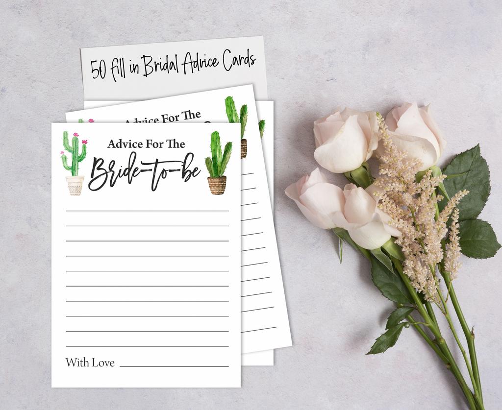 Inkdotpot Cactus Taco'Bout LoveA  Advice And Wishes Set Of 50 Bridal Shower Advice Game
