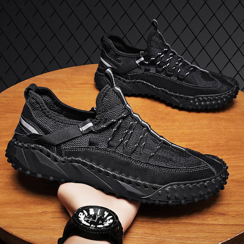 

Lightweight Men s Running Shoes Outdoor Breathable Non-slip Men s Sneakers Fashion Flexible Tennis Lace-up 46 чёрный