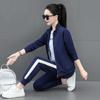 Versatile Casual Stand Collar Open Cardigan Two Piece Sports Suits for Women Fashion Spring Autumn Outfits