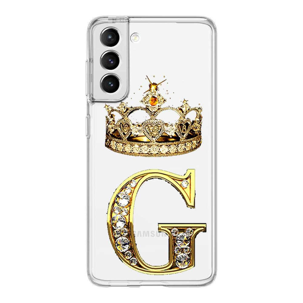 Diamond Crown Letter 26 Letters Phone Case For Samsung Galaxy S23 S22 S20 Ultra S21 FE 5G S10 S9 Plus S10E S8 Note 20 Soft Cover
