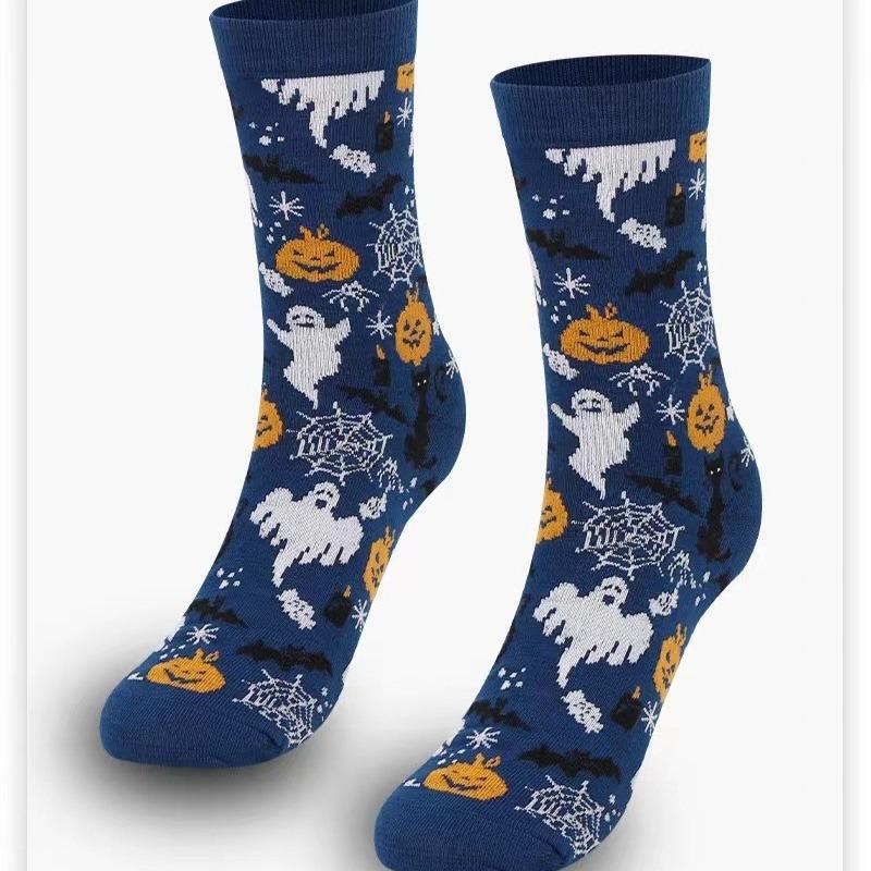 Halloween Damsockor Personlighet Harajuku Varma Sockor Enkla Långa Sockor Mode Vår Höst för Kvinnor Män Mellanlånga Sockor