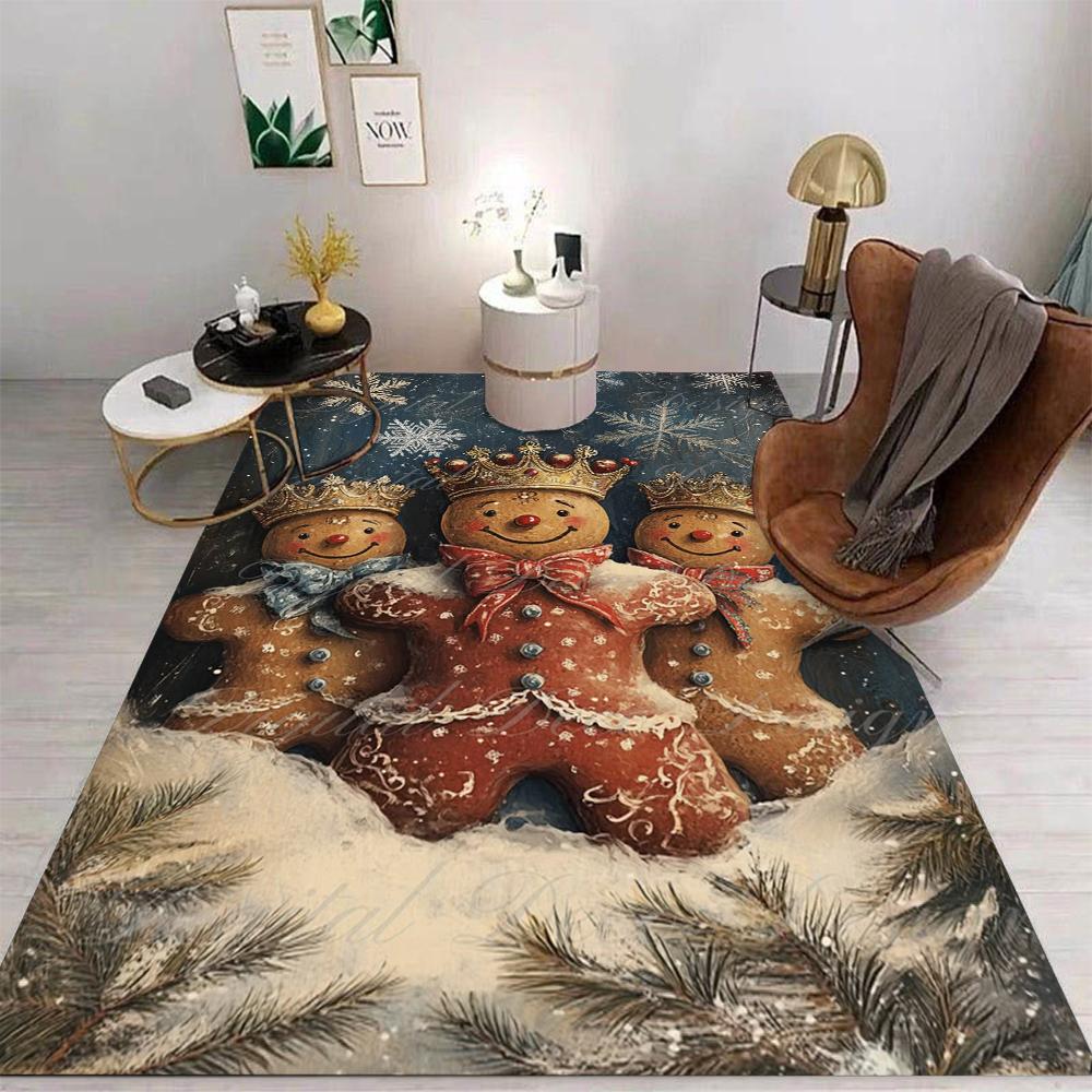 Decoración Del Hogar En Navidad O Decoración De Invierno En Estilo Festivo De Alfombras Impresas Con Patrones De Pan De Jengibre
