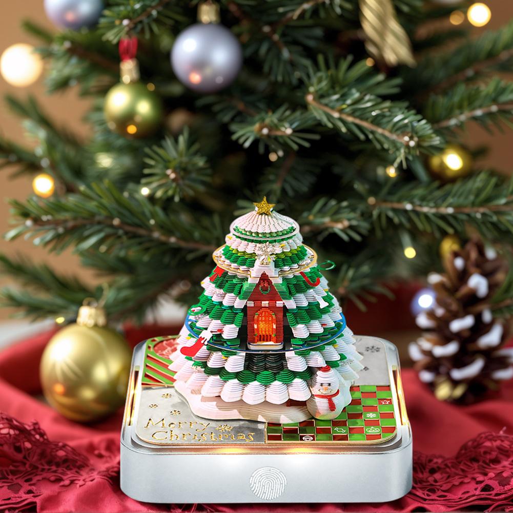 Time Piece Kalender 2026 Tischkalender mit Licht 3D Weihnachtsbaum/Baumhaus Kalender Papierschnitzkunst Notizblock Geschenke