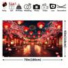 2D Lunar New Year Photography Backdrop with Traditional Architecture and Fireworks