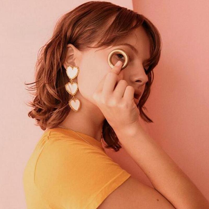 French Romantic Wine Red Enamel Heart Shaped Pendant Earrings  Fashion Jewelry For Women'S Design Sense Eardrop Accessories