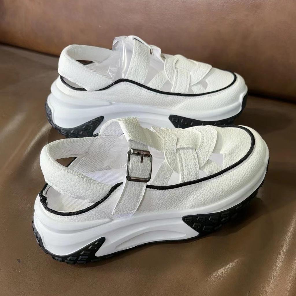 2024 Summer Women's Shoes Platform-soled Wedge-heeled Sandals Hollowed Out To Increase Business Korean Version of Fashion Roman Back Empty Mother Drag
