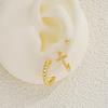 3Pcs/Set Exquisit Zircon Cross Hoop Earrings for Women Men Simple Compact Gold Color Stud Earrings Banquet Jewelry Accessories