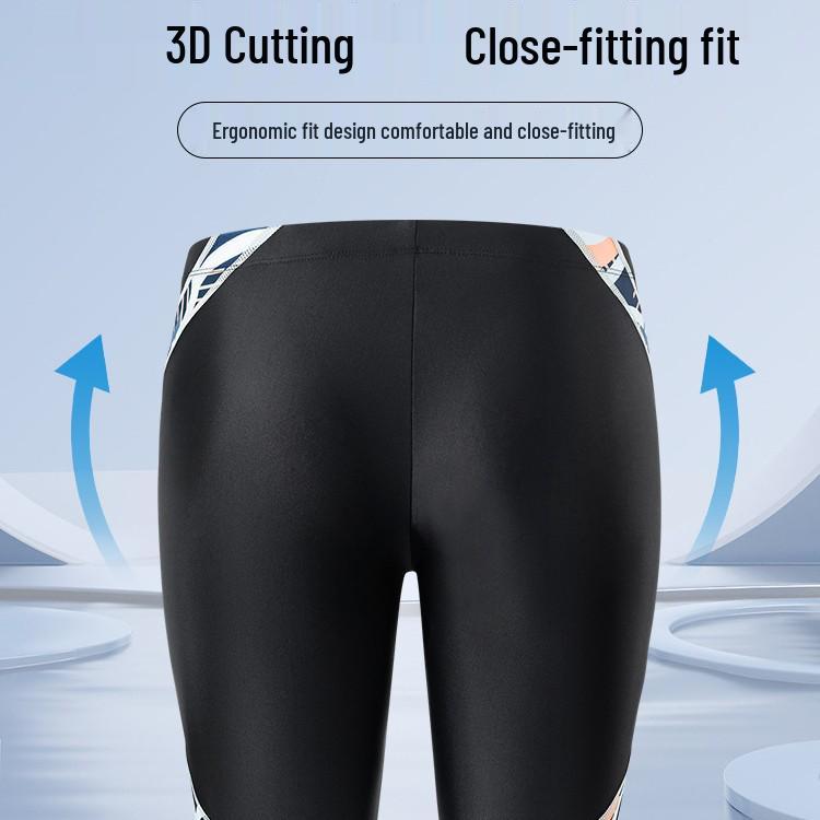 Men's Anti-Embarrassment Flat-Leg Swim Trunks - Plus Size, Five-Point, Professional Swimwear