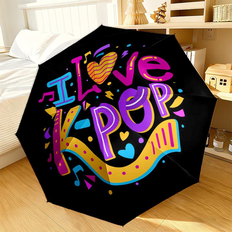 Love Kpop Music Festival Umbrella 8-Frame for Travel, Camping, Casual Lightweight Portable Umbrella, Essential for Every Family Holidays Gift