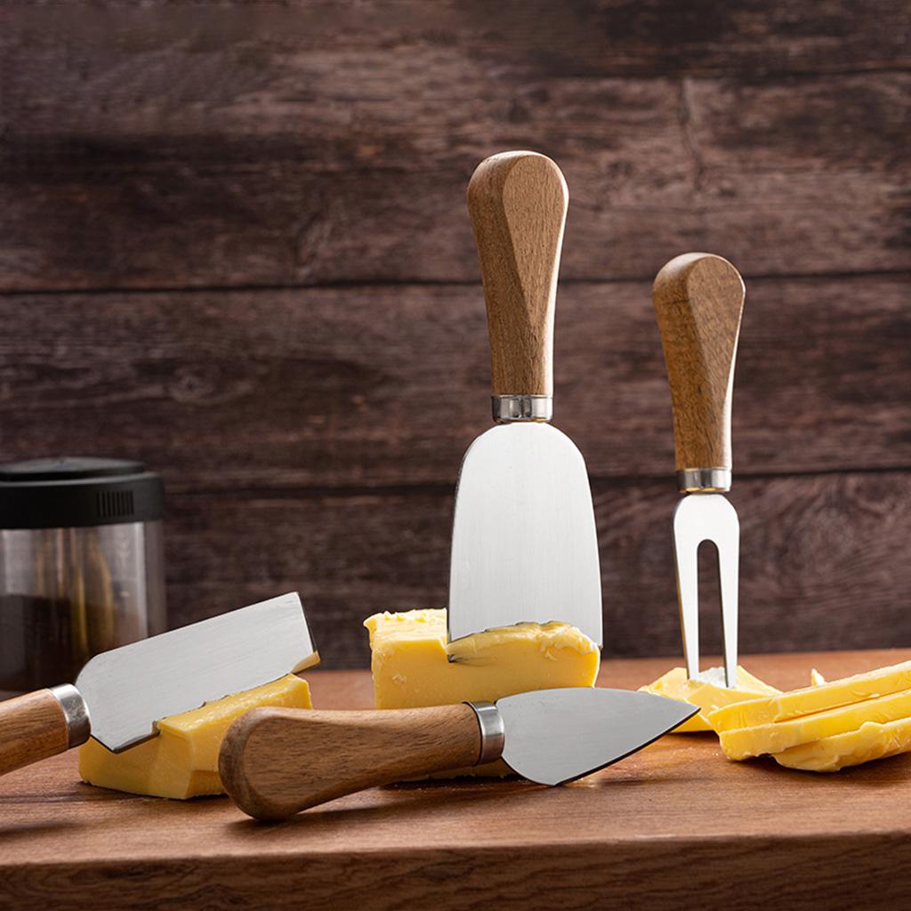 Cheese Knives Set Stainless Steel Wood Handle Mini Cutlery Kit for Kitchen Party Serving Tableware