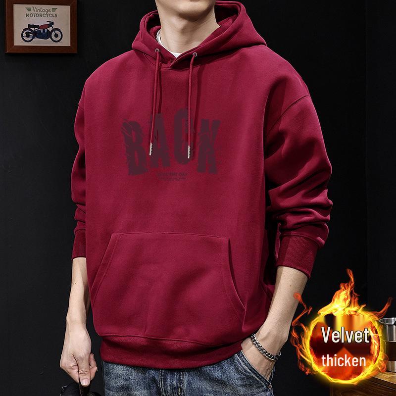 Men's Heavyweight Letter Print Hoodie - Autumn/Winter Thick Casual Jacket for Teens & Adults