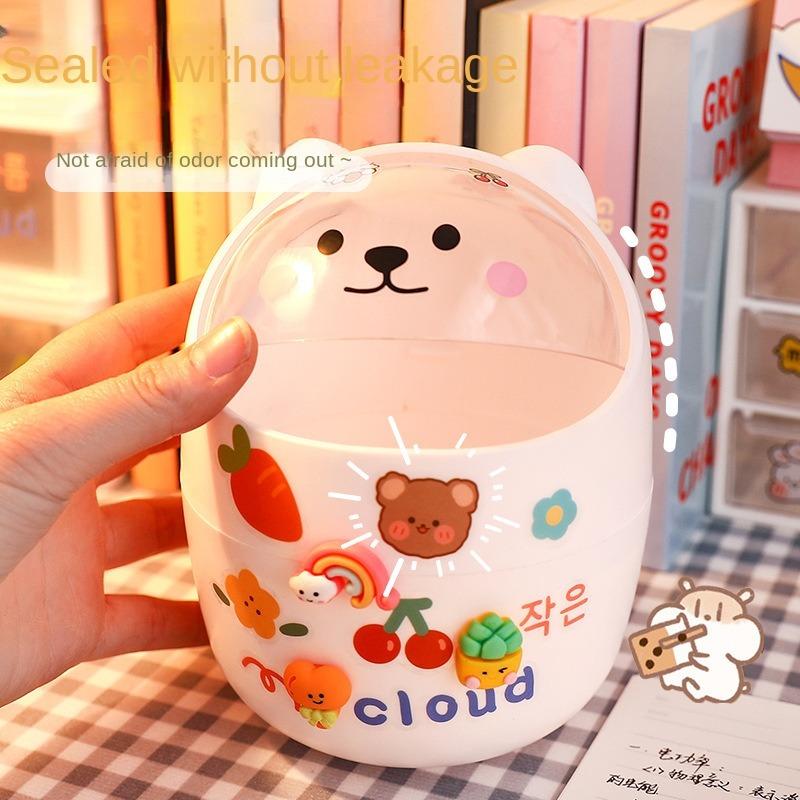 Kawaii Acrylic Pen Holder Desktop Organizer INS New Fashion Cute Office Stationery Cosmetics Storage Box Desk Storage Organizer