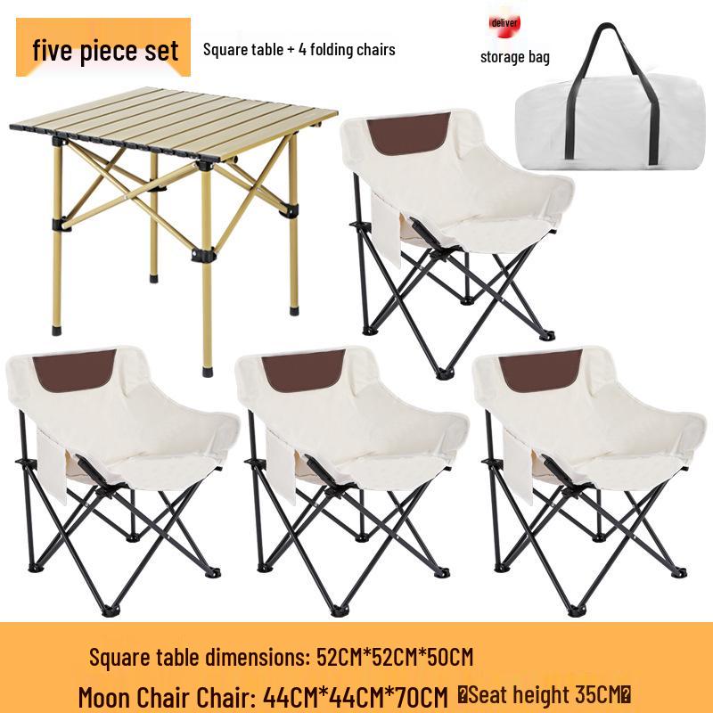 Portable Outdoor Folding Table & Chair Set for BBQs – Includes 1 Roll-up Table & 4 Chairs