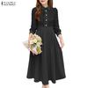 ZANZEA Women Classic Collar Long Sleeve Patchwork Casual Dress