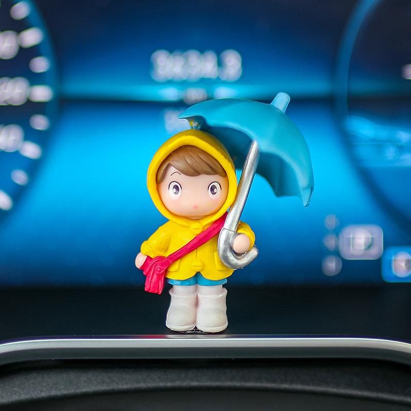 Creative Cartoon Girl Umbrella Car Ornament - Cute Interior Decoration Gift