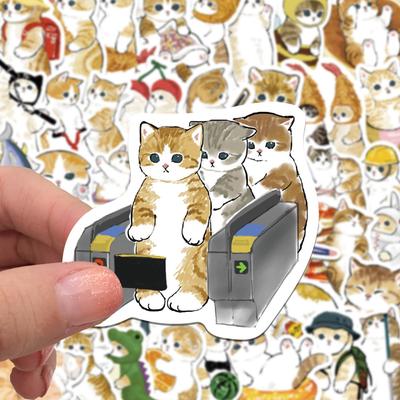 64 Stück/Set Niedliche Katzen Aufkleber Skateboard Notizbuch Kühlschrank Telefon Gitarre Gepäck Aufkleber Spielzeug