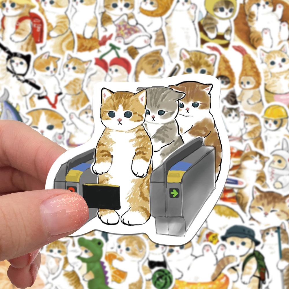 64Pcs/Set Cute Cat Stickers Skateboard Notebook Fridge Phone Guitar Luggage Decal Sticker Toy