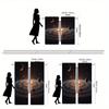 2pcs Space-Themed Curtains - Celestial Design with Sun   Planets & Rings   Semi-Transparent Polyester Fabric   Rod Pocket for Easy