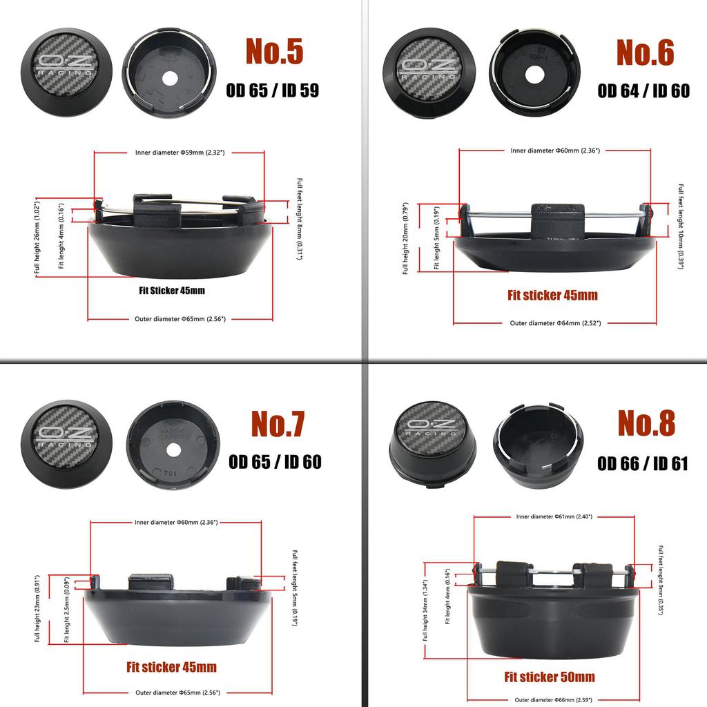 4PCS O.Z Racing Wheel Center Cap 56mm/57mm/58mm/59mm/60mm/61mm/62mm/63mm/64mm/72mm Sport Rim Caps OZ Emblem Wheel Cover Hub Cap