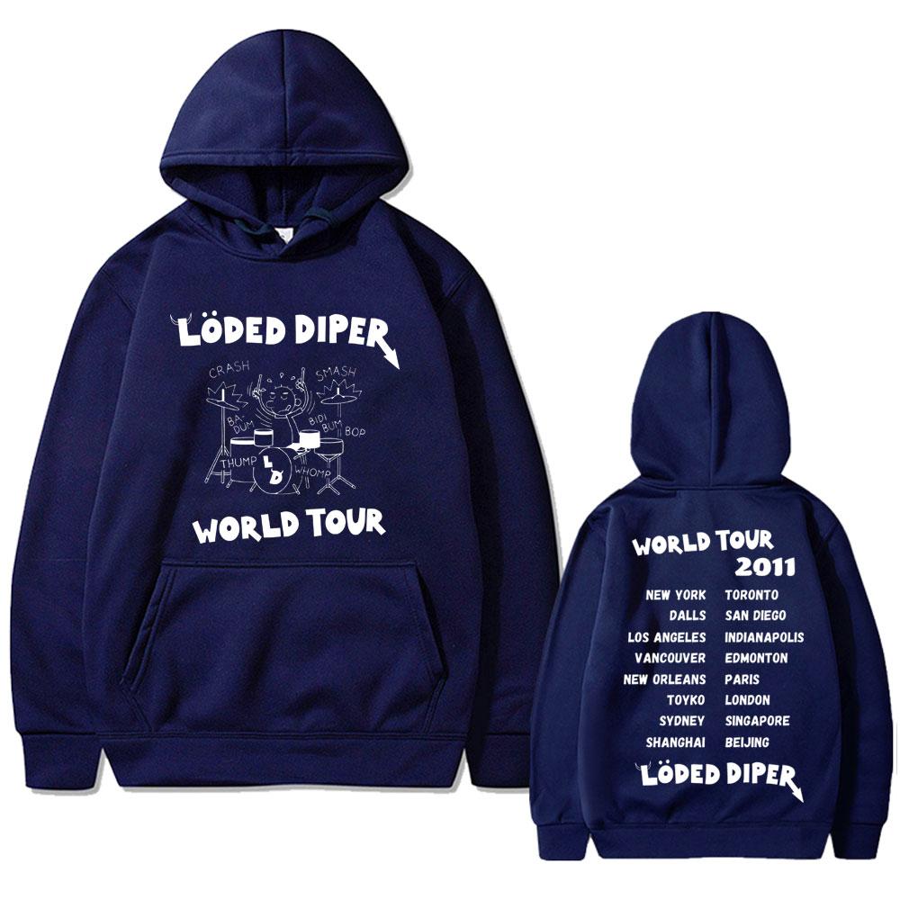 Loded Diper World Tour Hoodie Diary of A Wimpy Kid Hoodies Men Women Hip Hop Oversized Hooded Sweatshirt Male Vintage Streetwear