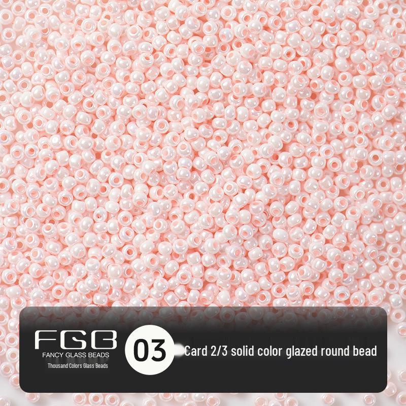 Thousand Color Glass Seed Beads 2/3mm - Solid Enamelled Round Beads for DIY Crafts, Handmade Uniform Cream String Beads.