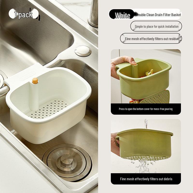 Press-Typed Kitchen Sink Strainer with Hanging Basket for Vegetable Washing and Anti-Clogging