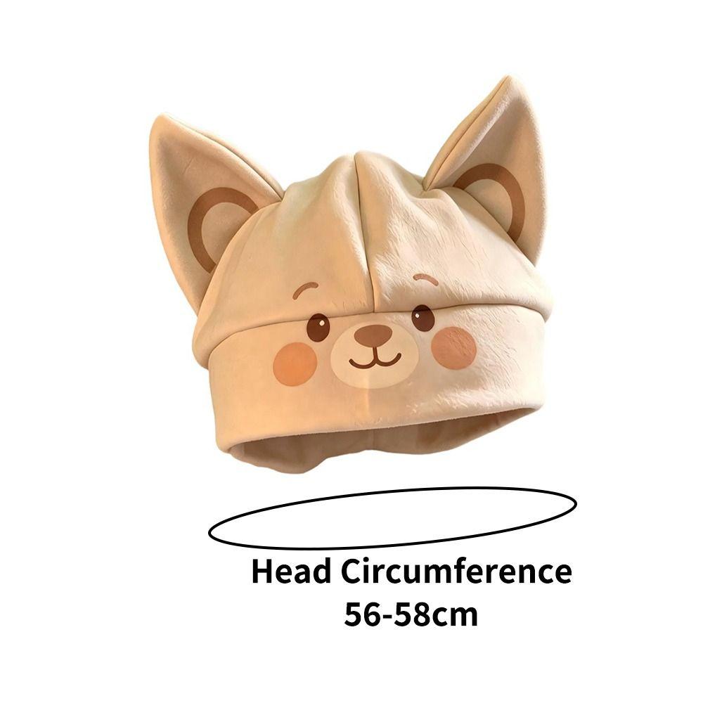 Foldover Cuff Cat Ear Beanie Hat Soft Plush Winter Skull Cap Gifts Plush Winter Hat Daily Outfits