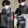 Plush Winter Cashmere Scarves Tassel Long Shawl Simple Plaid Wool Scarf  Student